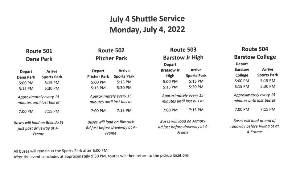 4th of July Shuttle Service